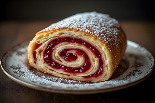 jam roly-poly on a plate