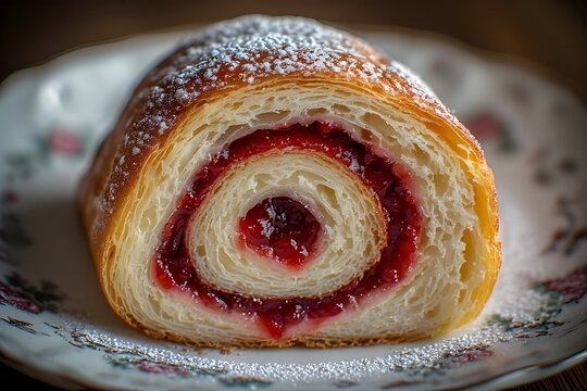 jam roly-poly on a plate