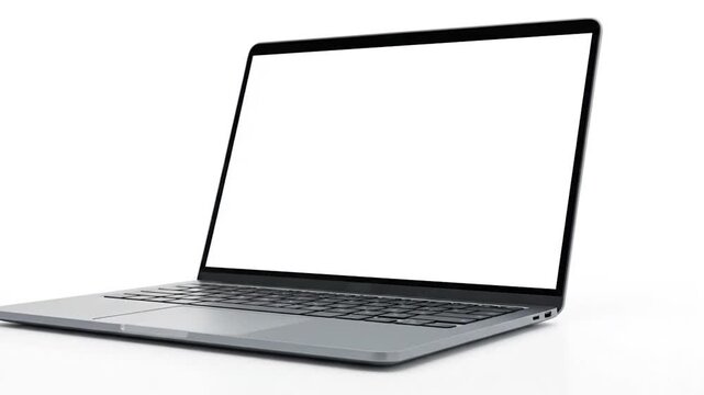 Modern portable computer with a blank screen on a white background