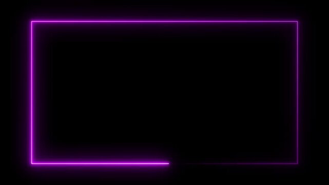 Seamless loop neon light rectangle frame border neon, rainbow, streak, light, motion, colourful