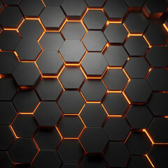 Abstract geometric background featuring interconnected black and orange hexagons