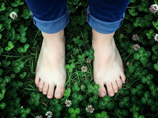 Bare Feet on Clover Field