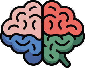 Colorful Brain Mapping Illustration for Cognitive Science