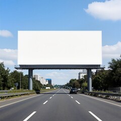 Blank Highway Billboard with Clear Sky