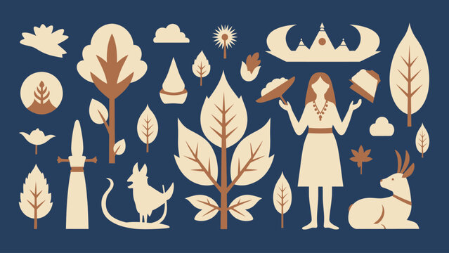 Stylized illustration of a woman with nature elements and animals.