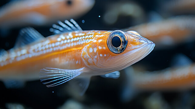 Viperfish swimming upward during diel vertical migration to feed 