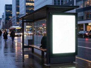 Illuminated Blank Bus Stop Advertisement
