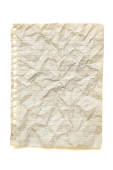 Roughly crumpled old lined paper sheet with an aged notepad texture, perfect as a vintage memo background for various design projects