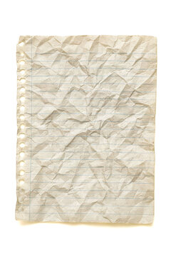 Roughly crumpled old lined paper sheet with an aged notepad texture, perfect as a vintage memo background for various design projects