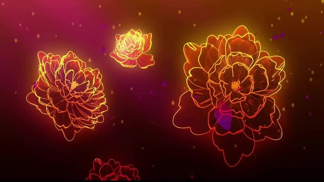 Particle flower blooming dynamic and beautiful stage background