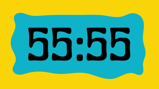 Countdown timer from 56 minute to 55 minute on yellow background suitable for presentations, productivity, educational content, and more