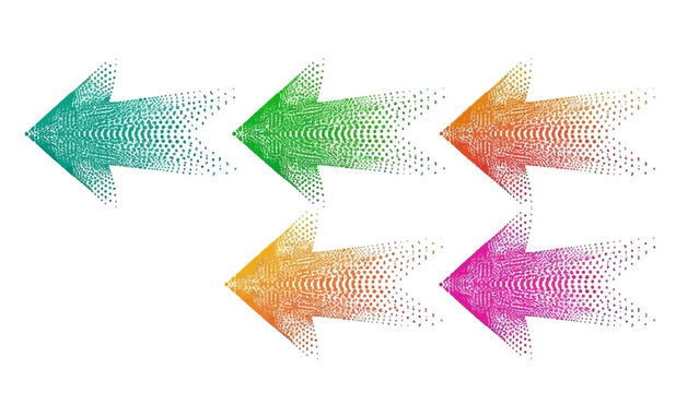 colorful arrows pointing left on white background, design elements