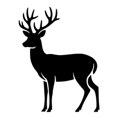 Fototapeta premium Standing Deer Silhouette Vector – Wildlife Stag Icon