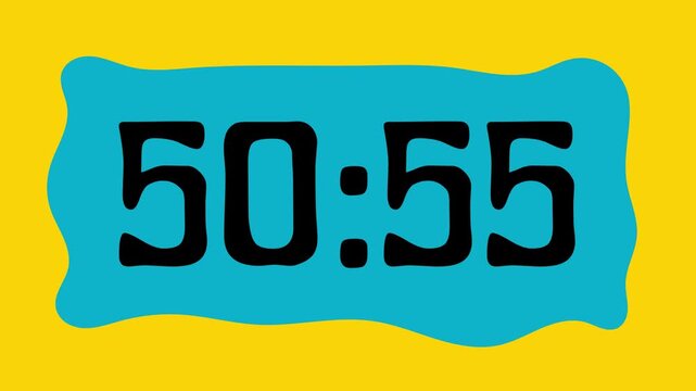 Countdown timer from 51 minute to 50 minute on yellow background suitable for presentations, productivity, educational content, and more
