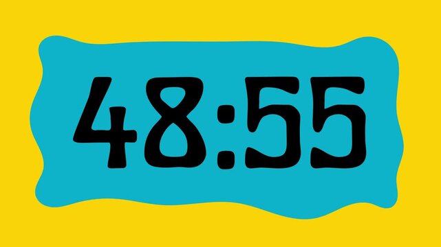 Countdown timer from 49 minute to 48 minute on yellow background suitable for presentations, productivity, educational content, and more