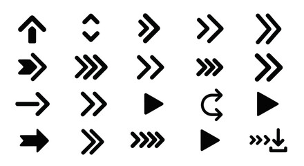 Collection of various black arrow icons pointing in different directions. © DOG2