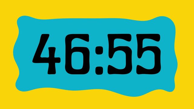 Countdown timer from 47 minute to 46 minute on yellow background suitable for presentations, productivity, educational content, and more