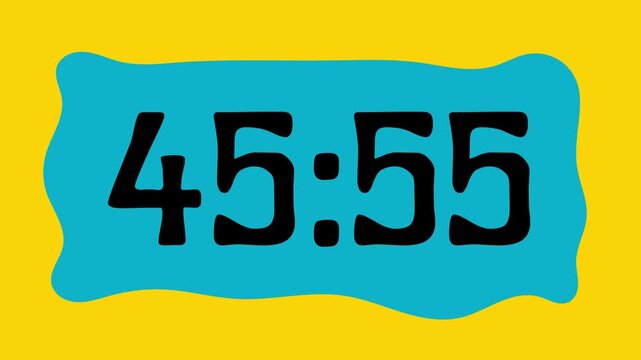 Countdown timer from 46 minute to 45 minute on yellow background suitable for presentations, productivity, educational content, and more