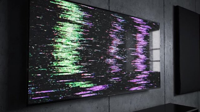 Glitch on Display: A modern display shows a vibrant, colorful glitch, illustrating the unpredictable nature of technology and the beauty of digital errors.