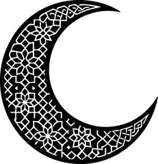 Islamic Geometric Crescent Moon Ornament Vector © CutHurriyatul