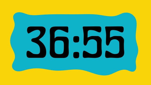 Countdown timer from 37 minute to 36 minute on yellow background suitable for presentations, productivity, educational content, and more