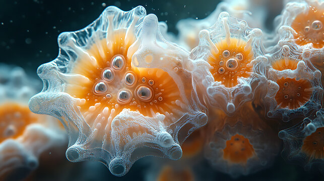 Pyrosome colony's internal zooids filtering water 