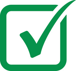 Green checkmark icon approval symbol sign isolated on transparent background © Md