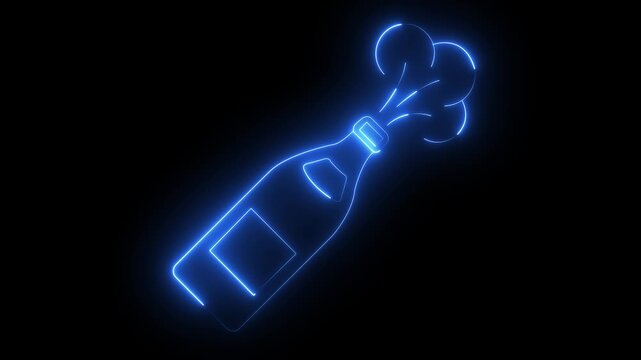 Neon Spray Bottle Disinfectant Sanitizer Cleaning Hygiene Service Icon animation on black background.4k motion video .