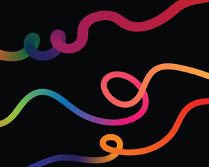 Obraz premium Vibrant rainbow squiggles on black background