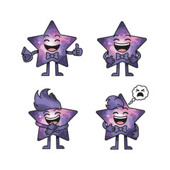 Cartoon star characters with different emotions and gestures in a minimalist style