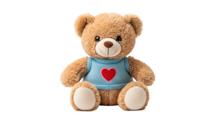 Fototapeta premium Cute teddy bear with heart isolated on transparent background