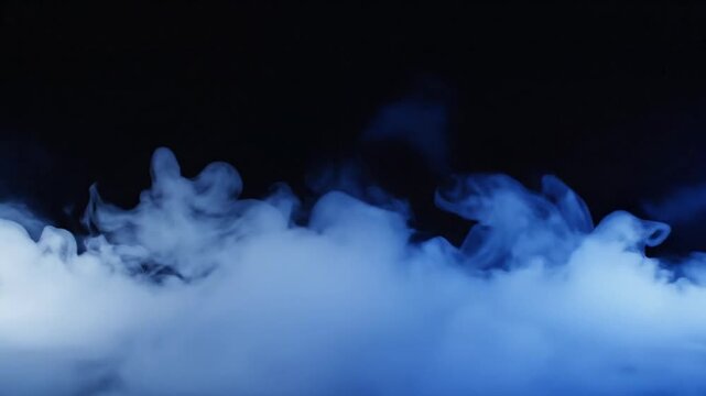 blue smoke on black background, abstract vapor, fog, cloud