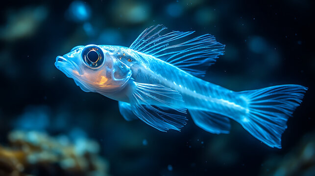 Fangtooth fish's lateral line system detecting vibrations 