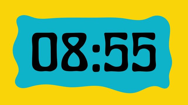Countdown timer from 9 minute to 8 minute on yellow background suitable for presentations, productivity, educational content, and more