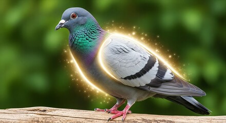 Pigeon with Luminous Healing Aura, Symbol of Recovery