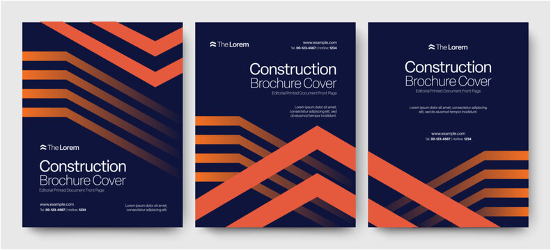 Orange & Blue Brochure Cover Template for Modern Engineering, Construction & Heavy Industry Reports
