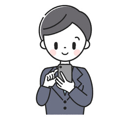 Obraz premium スマホを操作している男性社員