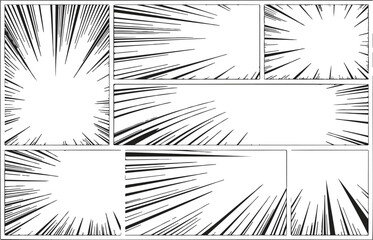 Obraz premium A black and white comic book panel layout template with 6 rectangular panels arranged in a 2x3 grid. 