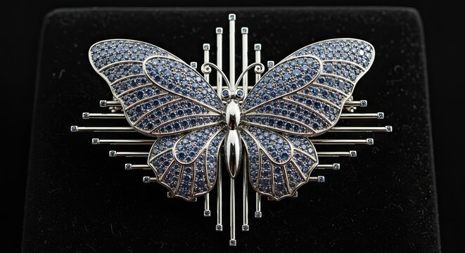 Exquisite Sapphire Butterfly Brooch: Luxury Jewelry, Gemstone Art, Elegant Accessory