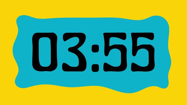 Countdown timer from 4 minute to 3 minute on yellow background suitable for presentations, productivity, educational content, and more