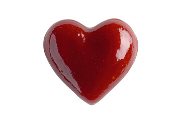 Obraz premium A shiny red heart-shaped object with a glossy finish and reflection, symbolizing love and affection, isolated on transparent background