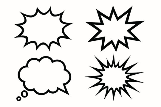 Comic book speech bubbles in various shapes and styles for communication.