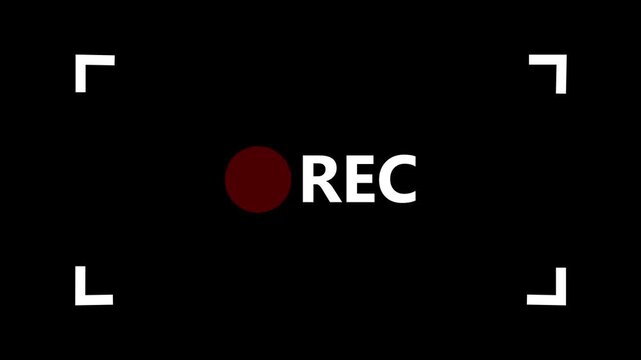 A black background featuring a red recording indicator and bracket symbols.