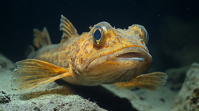 Deepsea lizardfish ambushing prey from the seafloor 
