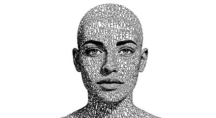 face of a women with generate with letters 