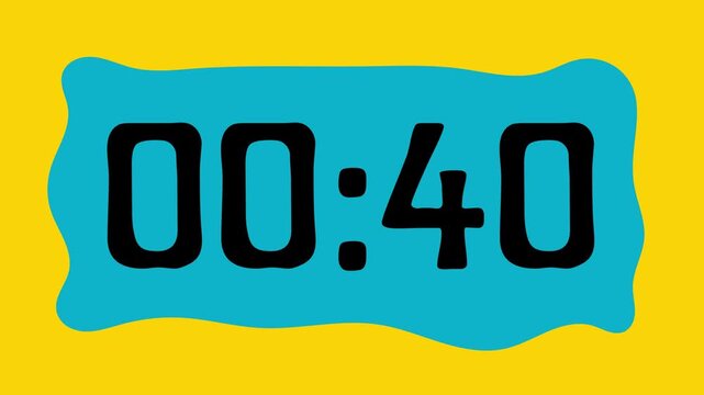 45 second countdown timer on yellow background suitable for presentations, productivity, educational content, and more