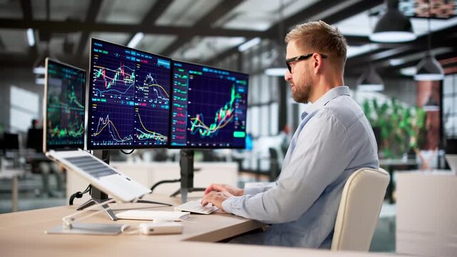 Financial Analyst Studying Stock Market Trends
