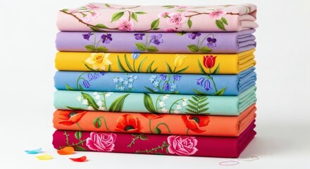 Stack of Embroidered Fabrics