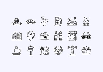 Vector Ilustration Icon Concept Various Travel Icons and Symbols.