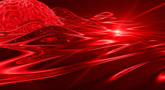 Futuristic technology background with blurred motion effects and vibrant red glow